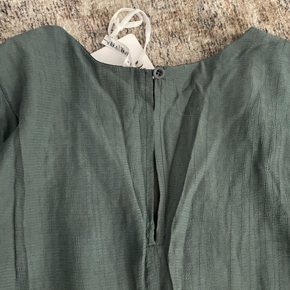 Angel Biba NWT‎ Bohemian Long Sleeve Midi Dress Womens XS/S Green Ruffle Holiday - Picture 4 of 15